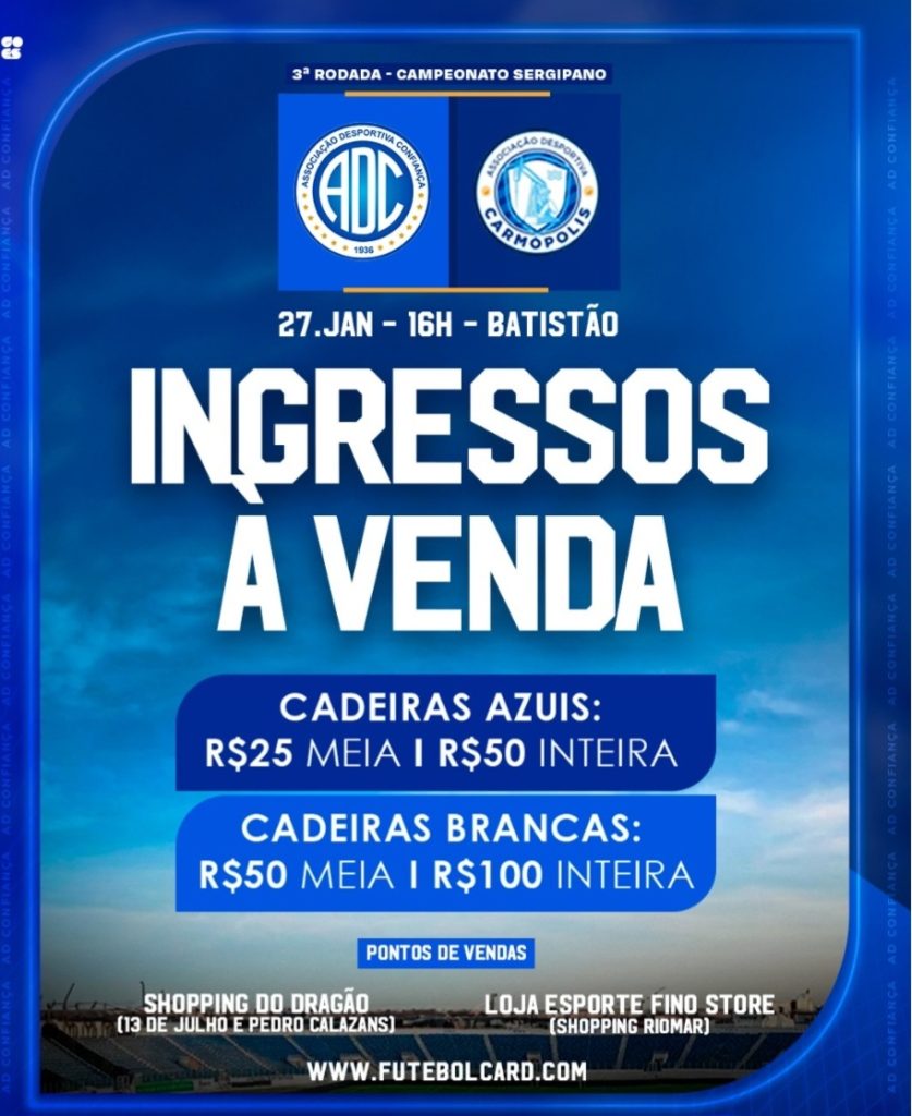 Confiança inicia venda de ingressos para partida contra o Carmópolis