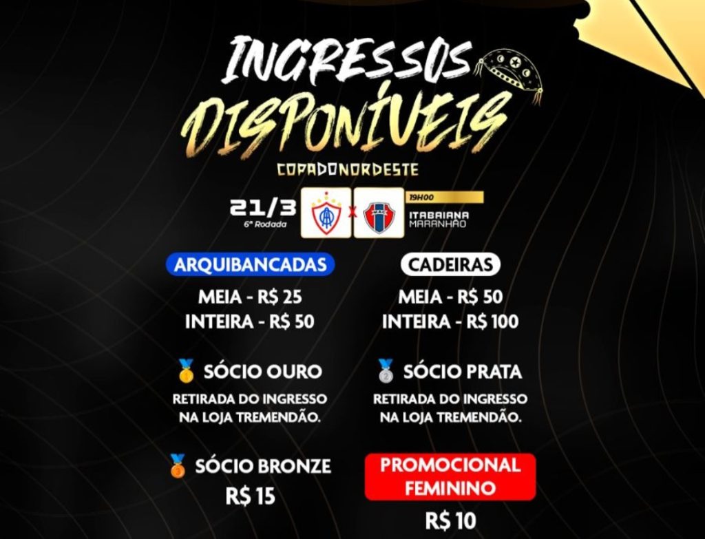 Ingressos para Itabaiana e Maranhão