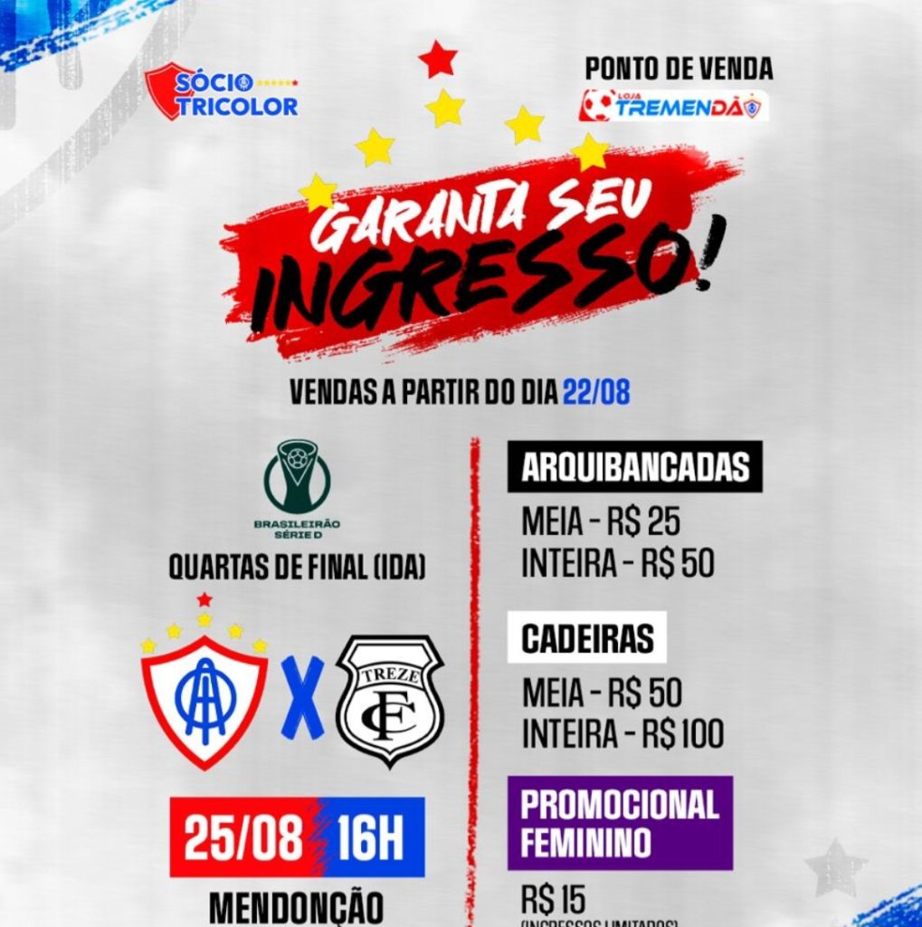 Itabaiana intensifica preparação para confronto contra o Treze; ingressos já estão à venda”