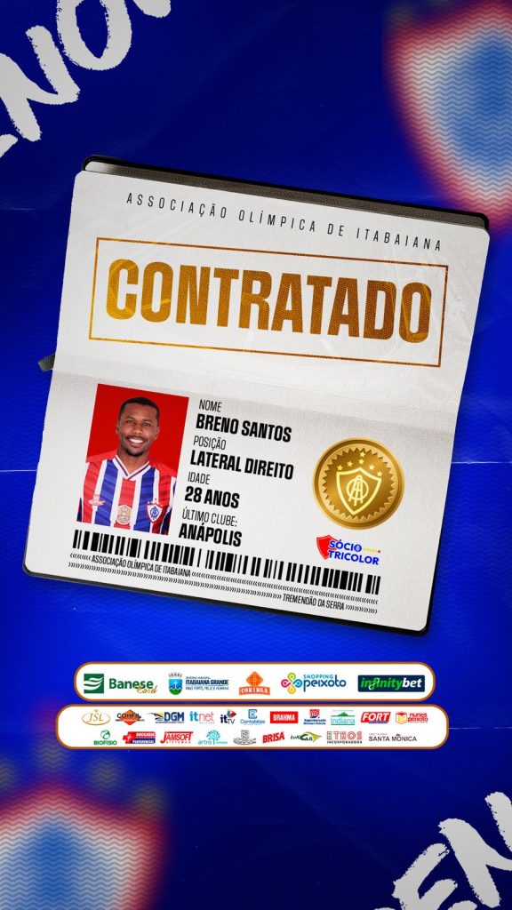 Tricolor da Serra contrata lateral-direito Breno Santos, vice-campeão da Série D pelo Anápolis