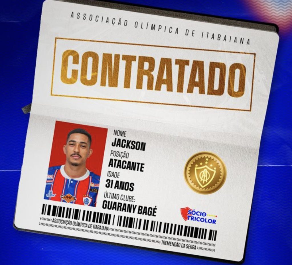 Itabaiana reforça ataque com Jackson para sequência do Sergipano 2025