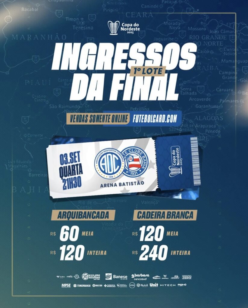 Confiança inicia vendas do primeiro lote de ingressos para a final da Copa do Nordeste contra o Bahia